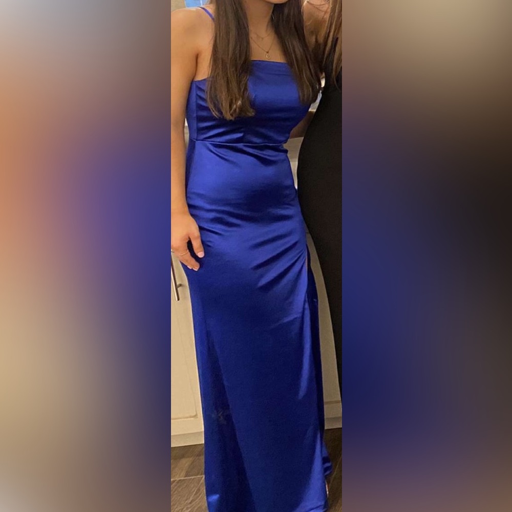 Elegant Blue Satin Dress